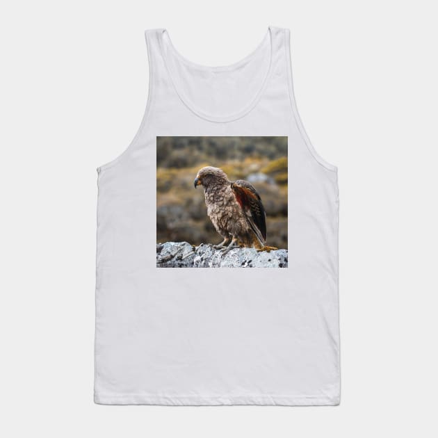 Kea Bird Showing its Colorful Wings in the Mountains of New Zealand Tank Top by Danny Wanders